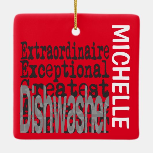 Dishwasmachine Extraordinaire CUSTOM Keramisch Ornament (Achterkant)