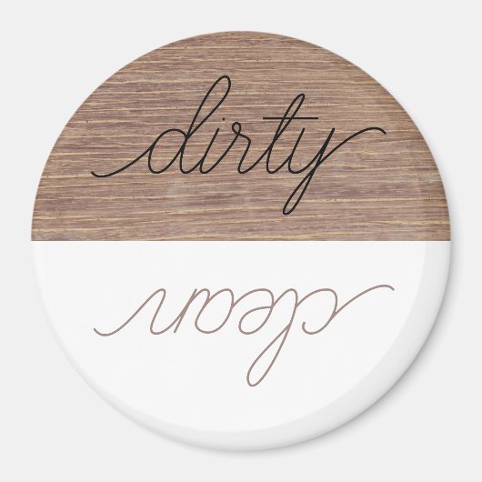 Dishwasmachine Magnet Dirty Clean Modern Wood (Voorkant)