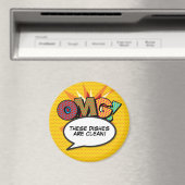 Dishwasmachine OMG Clean Dishes Fun Retro Comic Bo Magneet (Insitu (Vaatwasser))