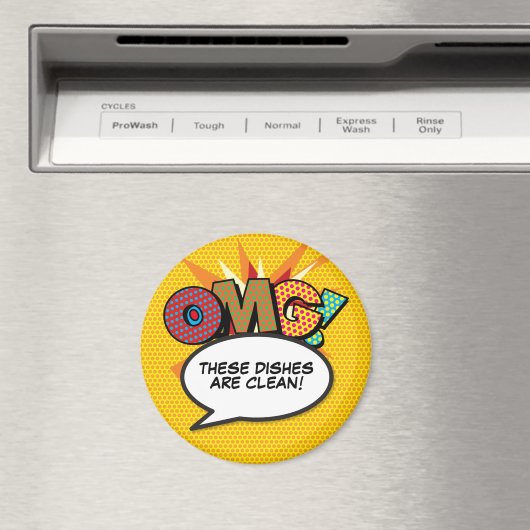 Dishwasmachine OMG Clean Dishes Fun Retro Comic Bo Magneet (Insitu (Vaatwasser))