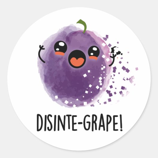 Disinte-druif Funny Disintegration Grape Pun Ronde Sticker (Voorkant)