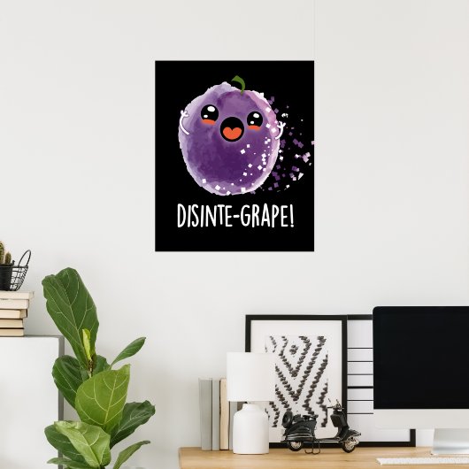 Disinte druif Funny Grape Pun Dark BG Poster (Thuiskantoor)