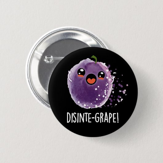 Disinte druif Funny Grape Pun Dark BG Ronde Button 5,7 Cm (Voorkant /achterkant)