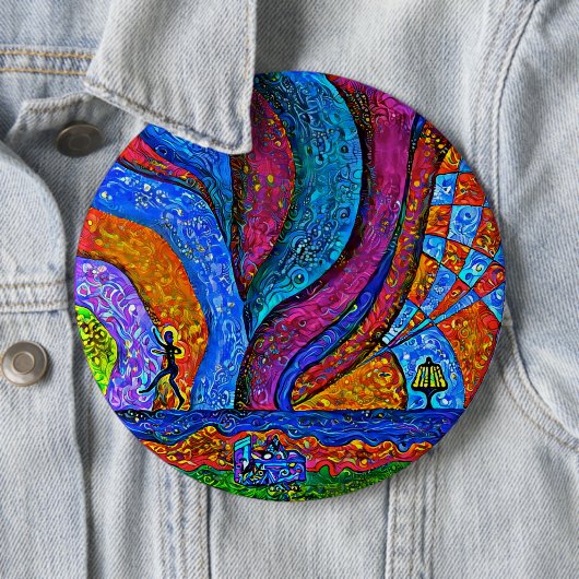 Disk Golf Art Button 6" (In situ)