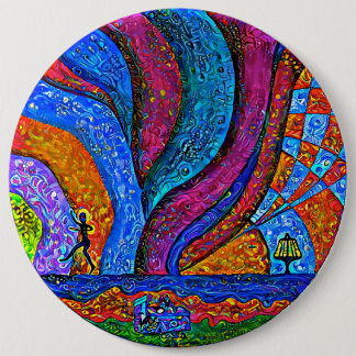 Disk Golf Art Button 6"