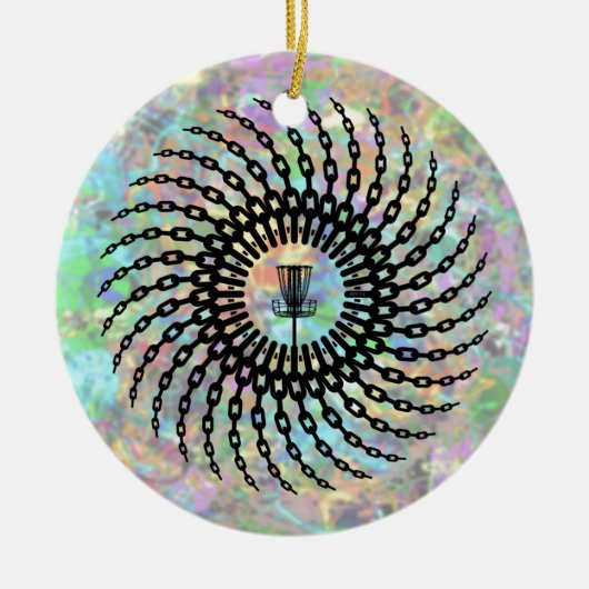 Disk Golf Basket Chains Keramisch Ornament (Voorkant)