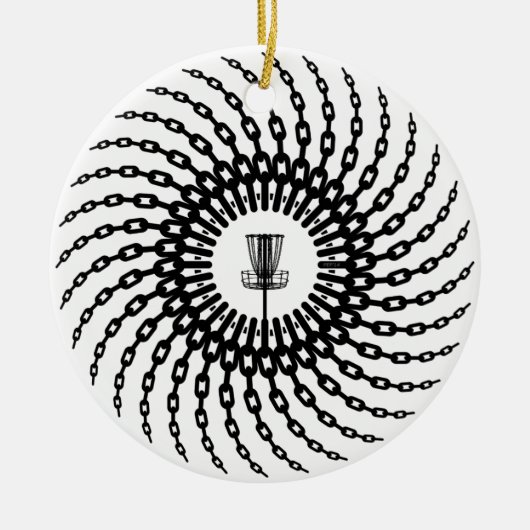 Disk Golf Basket Chains Keramisch Ornament (Voorkant)