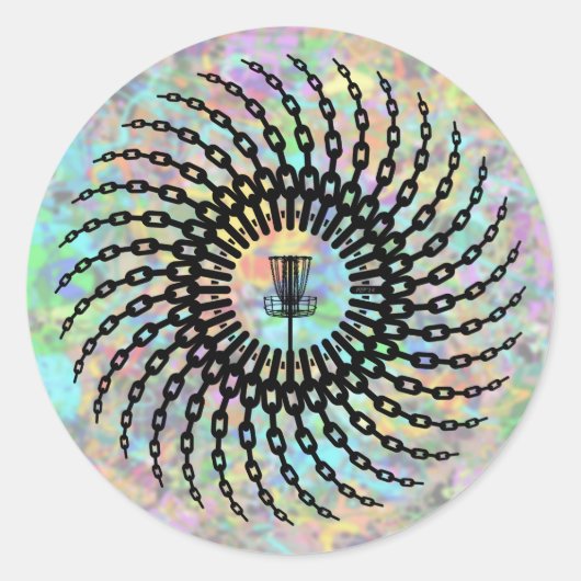 Disk Golf Basket Chains Ronde Sticker (Voorkant)