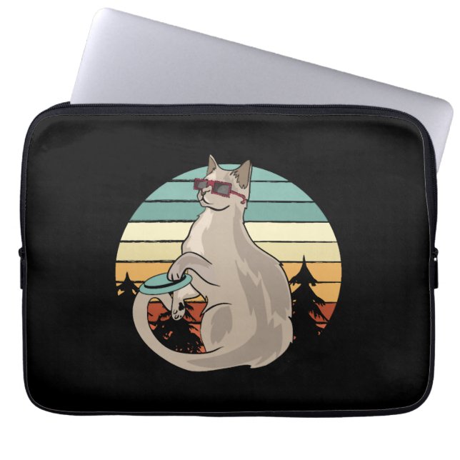 Disk Golf Basket Funny Cat Gift Player Laptop Sleeve (Voorkant)