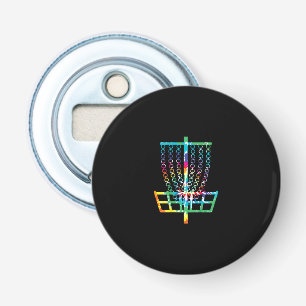 Disk Golf Basket - Hippie Rainbow Cadem Button Flesopener