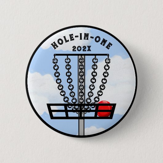 Disk Golf Hole-in-One Gift Ronde Button 5,7 Cm (Voorkant)