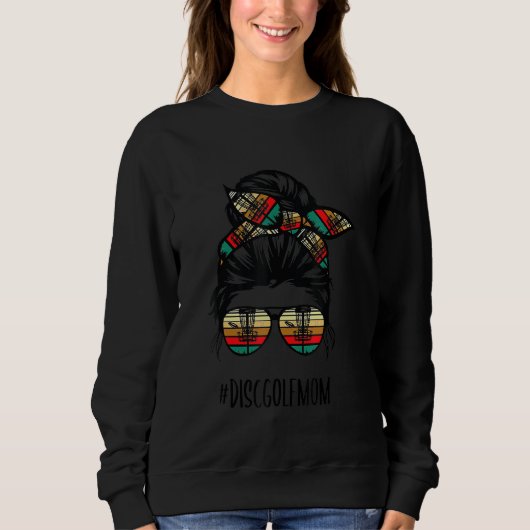 Disk Golf Mam Life Messy Bun Hair Glasses Trui (Voorkant)