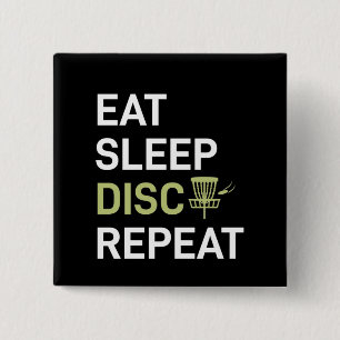 Disk Golf Player   Eat Sleep Disk Golf Repo Vierkante Button 5,1 Cm