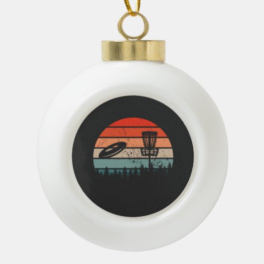 Disk Golf Retro Keramische Bal Ornament (Voorkant)