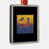 Disk Golf Retro Metalen Ornament (Rechts)