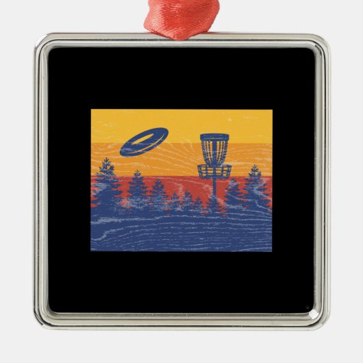 Disk Golf Retro Metalen Ornament (Voorkant)
