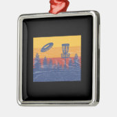 Disk Golf Retro Metalen Ornament (Links)