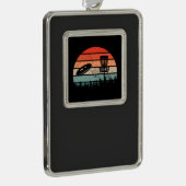 Disk Golf Retro Verzilverd Omlijst Ornament (Rechts)