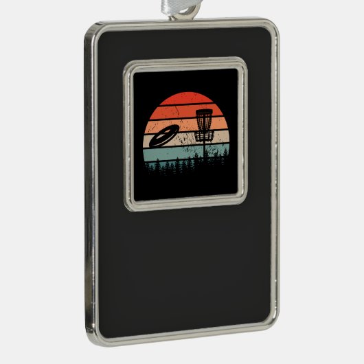 Disk Golf Retro Verzilverd Omlijst Ornament (Rechts)