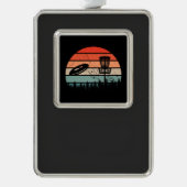 Disk Golf Retro Verzilverd Omlijst Ornament (Voorkant)