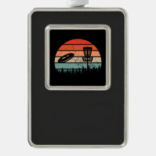 Disk Golf Retro Verzilverd Omlijst Ornament