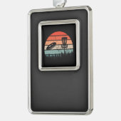 Disk Golf Retro Verzilverd Omlijst Ornament (Links)