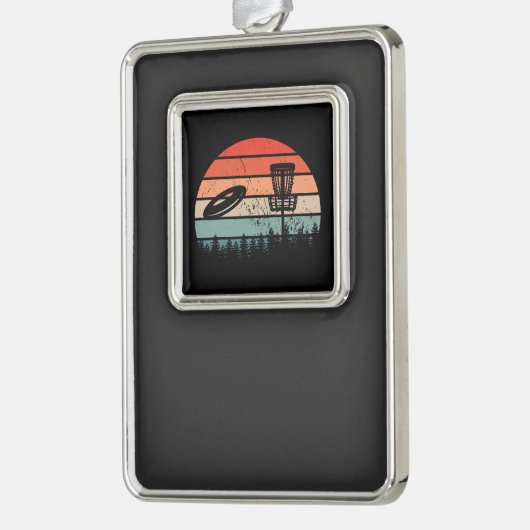 Disk Golf Retro Verzilverd Omlijst Ornament (Links)