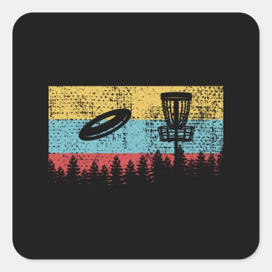 Disk Golf Retro Vierkante Sticker (Voorkant)