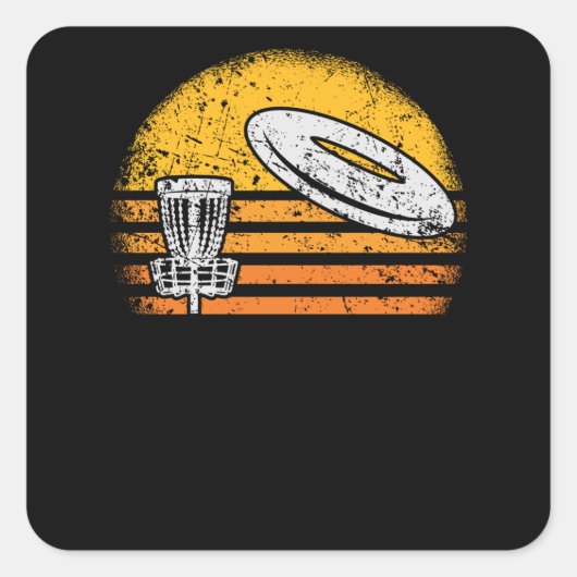 Disk Golf Retro Vierkante Sticker (Voorkant)