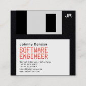 Diskette zwart retro tech stijl vierkante visitekaartje (Voorkant)