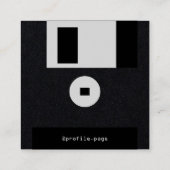 Diskette zwart retro tech stijl vierkante visitekaartje (Achterkant)