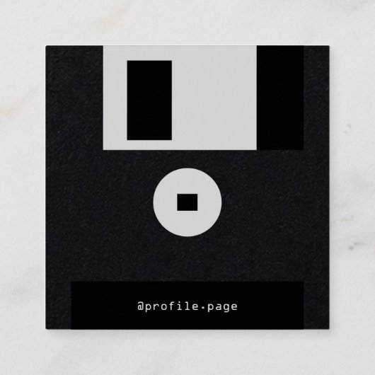 Diskette zwart retro tech stijl vierkante visitekaartje (Achterkant)