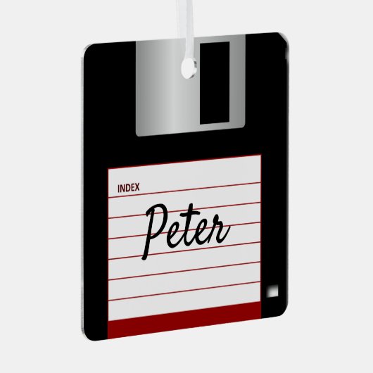 Diskettestation, computer, metaal, vierkant, versi metalen ornament (Voorkant Rechts)