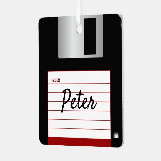 Diskettestation, computer, metaal, vierkant, versi metalen ornament (Voorkant links)