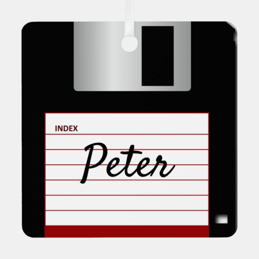 Diskettestation, computer, metaal, vierkant, versi metalen ornament (Voorkant)