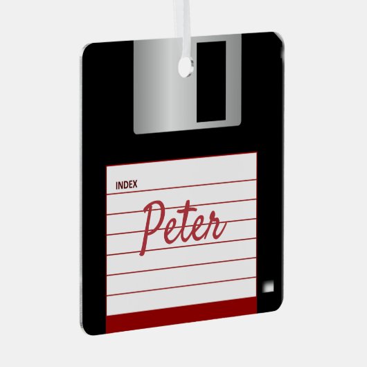 Diskettestation, computer, metaal, vierkant, versi metalen ornament (Voorkant Rechts)