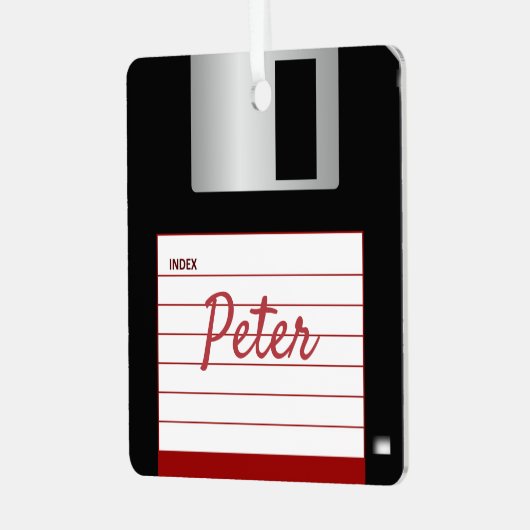 Diskettestation, computer, metaal, vierkant, versi metalen ornament (Voorkant links)