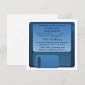 Diskettestation geek Birthday Party Invite, donker Kaart (Voorkant / Achterkant)