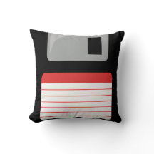 Diskettestation Pillow - zwart, zilver en rood