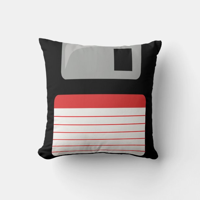 Diskettestation Pillow - zwart, zilver en rood Kussen (Voorkant)