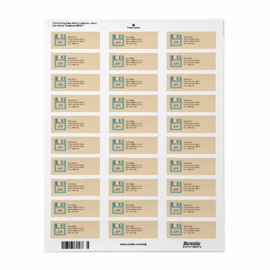 Diskettestation Retro Style Monogram Retouradres Etiket (Full Sheet)