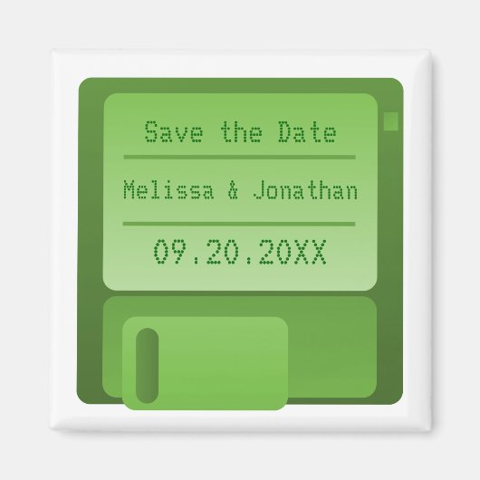 Diskettestation Save the Date Magnet, Green Magneet (Voorkant)