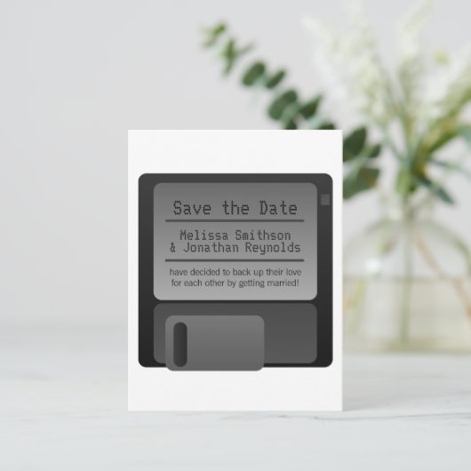 Diskettestation Sla het Briefkaart Datum op, grijs (Staand voorkant)