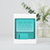 Diskettestation Sla het Briefkaart Datum op, Turqu (Staand voorkant)