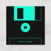 Diskettestation zwarte cyaan retro-stijl vierkante visitekaartje (Achterkant)