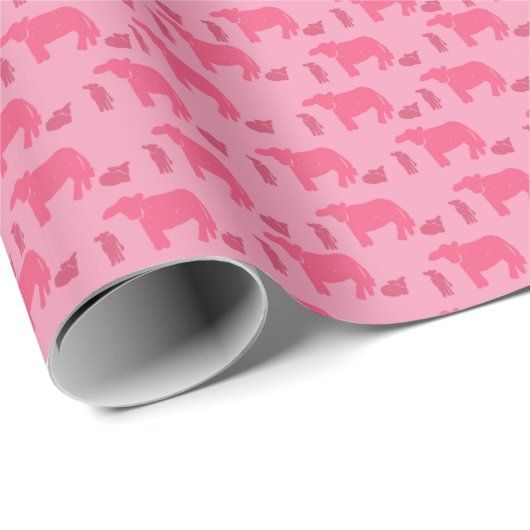 Dismal Pink Wrapping Paper Cows Western Ranch Cadeaupapier (Rol Hoek)