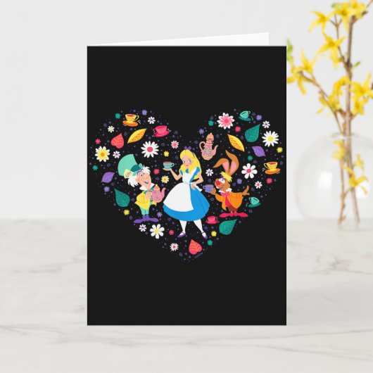 Disney Alice In Wonderland Tea Party Heart Valenti Kaart (Gele Bloem)