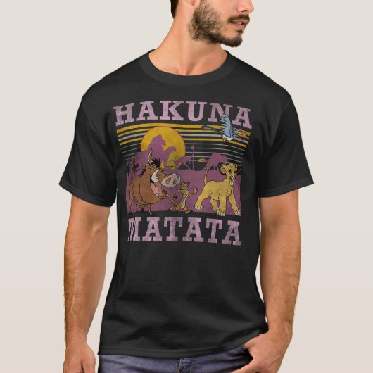 Disney Lion King Retro Hakuna Matata Faded Poster T-shirt (Voorkant)