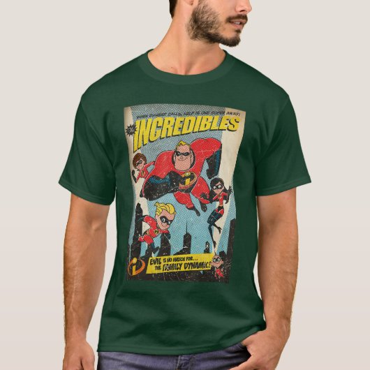 Disney Pixar The Incredibles Family Group Comic Vi T-shirt (Voorkant)