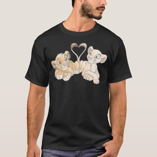 Disney The Lion King Simba and Nala Hearts Valenti T-shirt (Voorkant)